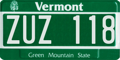 VT license plate ZUZ118