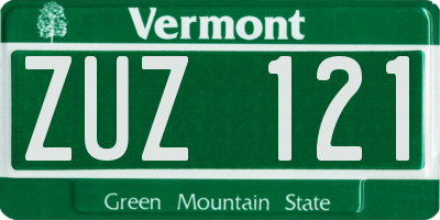 VT license plate ZUZ121