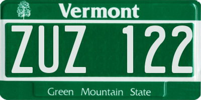 VT license plate ZUZ122