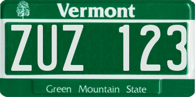VT license plate ZUZ123