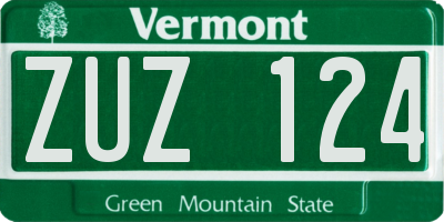 VT license plate ZUZ124