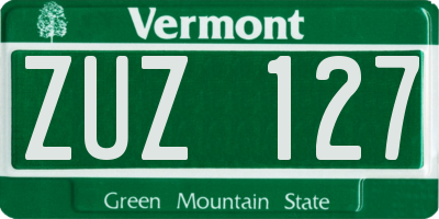 VT license plate ZUZ127