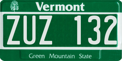 VT license plate ZUZ132