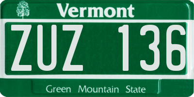 VT license plate ZUZ136