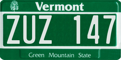 VT license plate ZUZ147