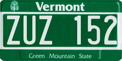 VT license plate ZUZ152