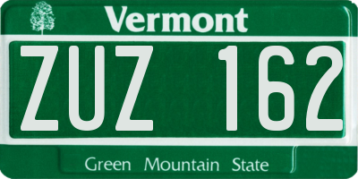 VT license plate ZUZ162