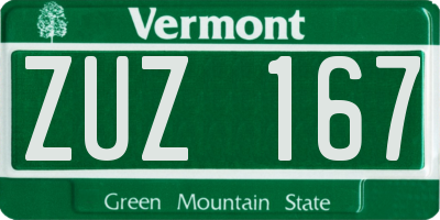 VT license plate ZUZ167