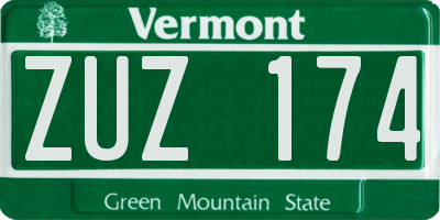 VT license plate ZUZ174