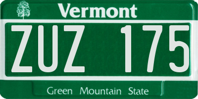 VT license plate ZUZ175