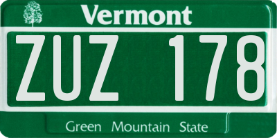 VT license plate ZUZ178