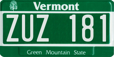 VT license plate ZUZ181
