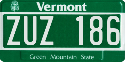VT license plate ZUZ186