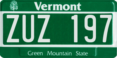 VT license plate ZUZ197