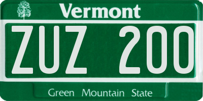 VT license plate ZUZ200