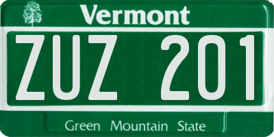 VT license plate ZUZ201