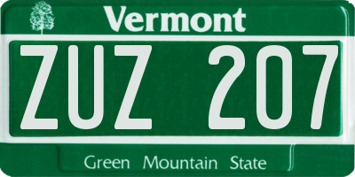 VT license plate ZUZ207