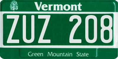 VT license plate ZUZ208