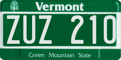 VT license plate ZUZ210