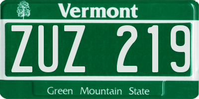 VT license plate ZUZ219