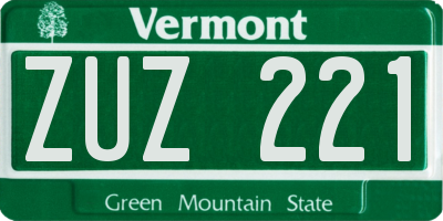 VT license plate ZUZ221