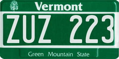 VT license plate ZUZ223