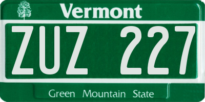VT license plate ZUZ227