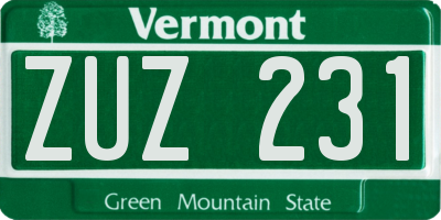 VT license plate ZUZ231