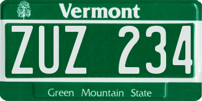 VT license plate ZUZ234