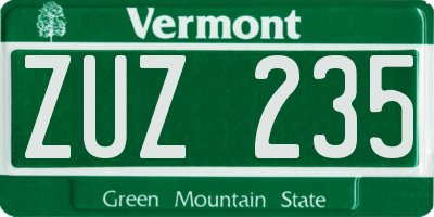 VT license plate ZUZ235