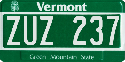 VT license plate ZUZ237
