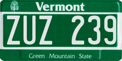 VT license plate ZUZ239