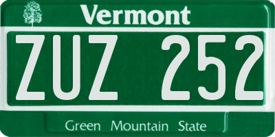 VT license plate ZUZ252