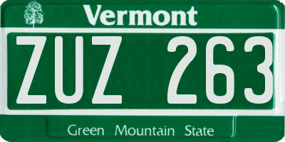 VT license plate ZUZ263