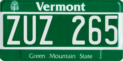 VT license plate ZUZ265
