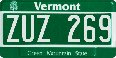 VT license plate ZUZ269