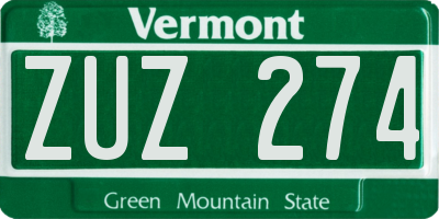 VT license plate ZUZ274