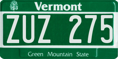 VT license plate ZUZ275