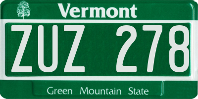VT license plate ZUZ278