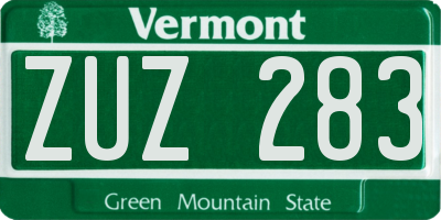 VT license plate ZUZ283