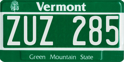 VT license plate ZUZ285