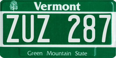 VT license plate ZUZ287