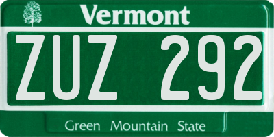VT license plate ZUZ292