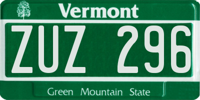 VT license plate ZUZ296