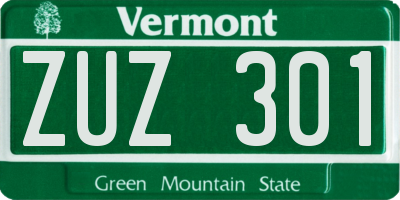 VT license plate ZUZ301