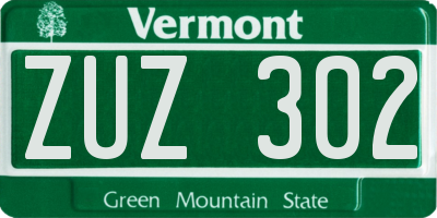 VT license plate ZUZ302