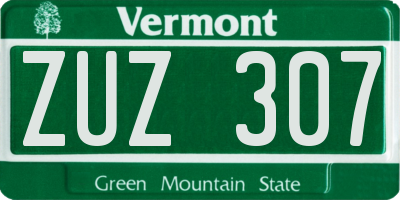VT license plate ZUZ307