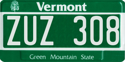 VT license plate ZUZ308