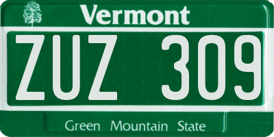 VT license plate ZUZ309