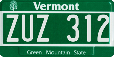 VT license plate ZUZ312